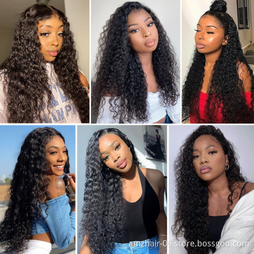 Wholesale Mink Brazilian Human 10A Virgin Cuticle Aligned Raw Hair  4X4 Lace Closure Frontal Water Wave Wig 2021 Trending Style